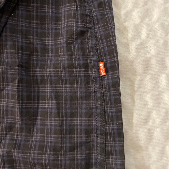 BOSS ORANGE HUGO BOSS Soft Straight Collar Check Print Sport Shirt In Black XL - Picture 2 of 7